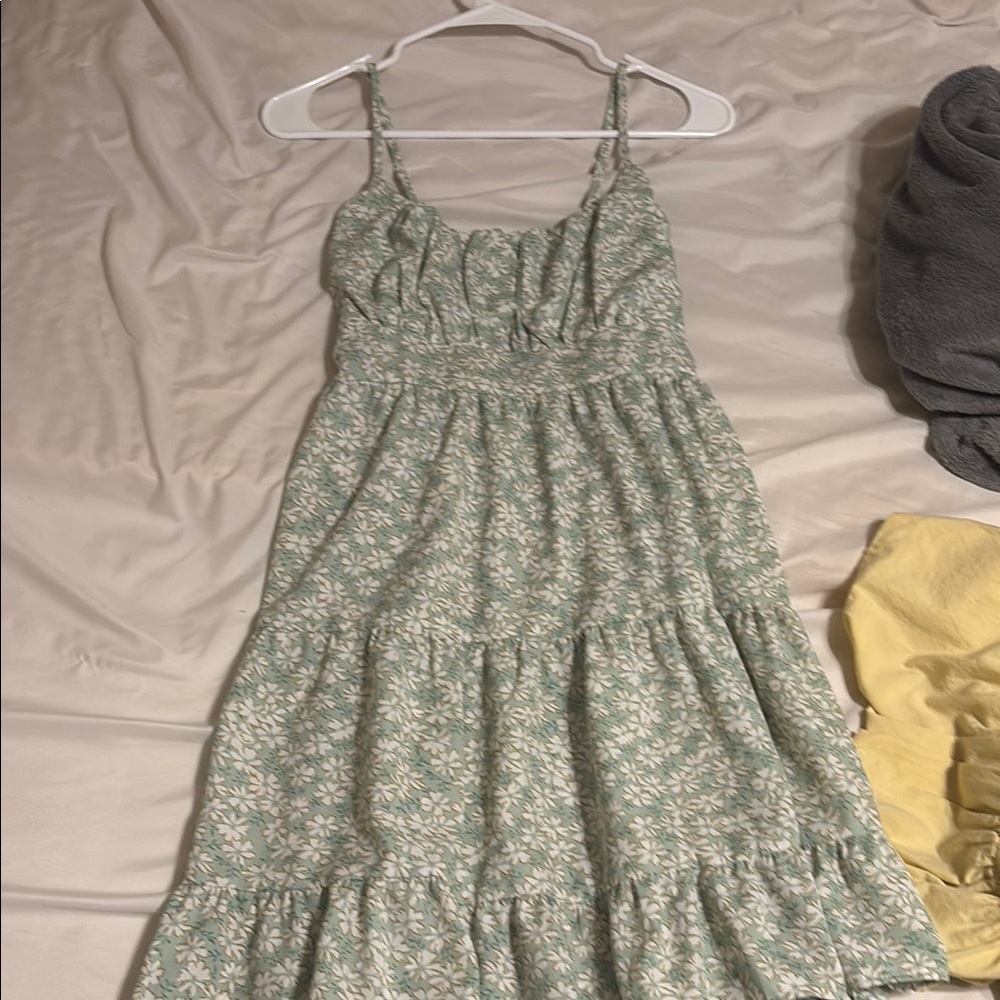 Green Tiered Ruffled Midi Sundress